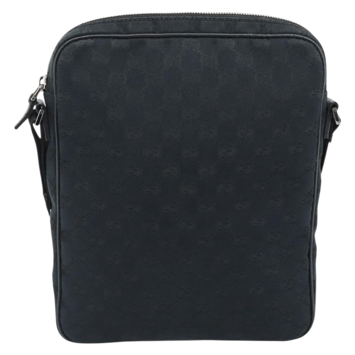GUCCI GG Canvas Shoulder Bag Black Silver 92551 Auth 192749