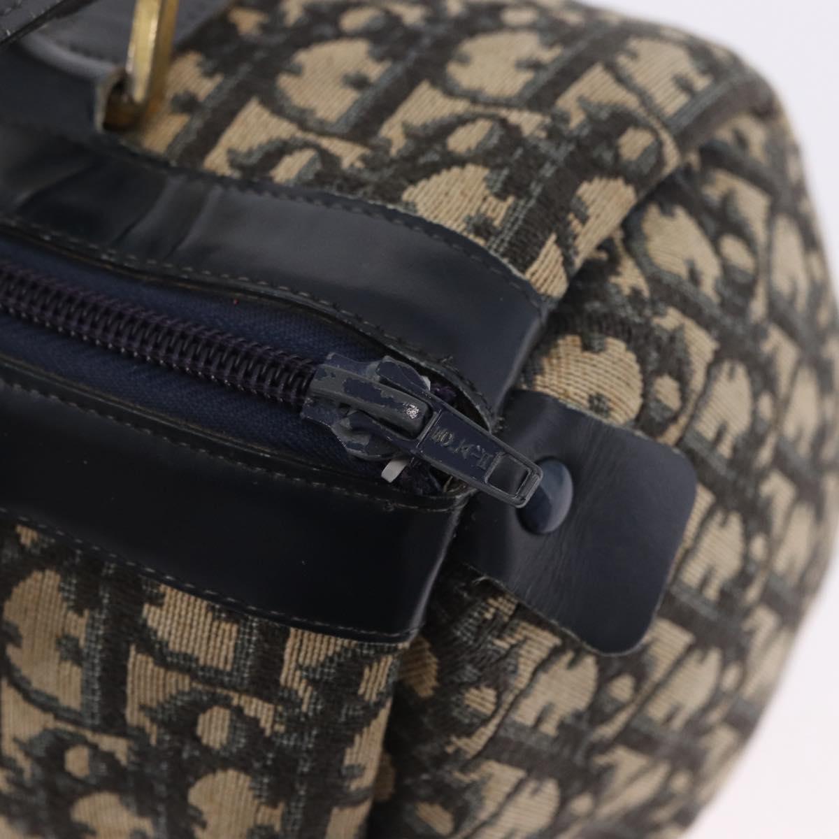 Christian Dior Trotter Canvas Hand Bag Navy Gold Tone Auth 192750