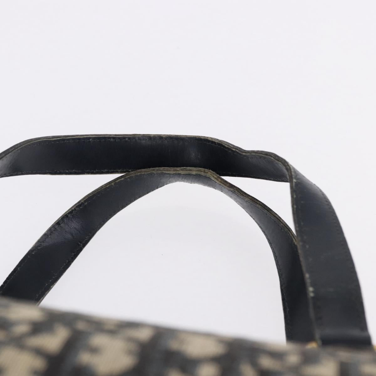 Christian Dior Trotter Canvas Hand Bag Navy Gold Tone Auth 192750