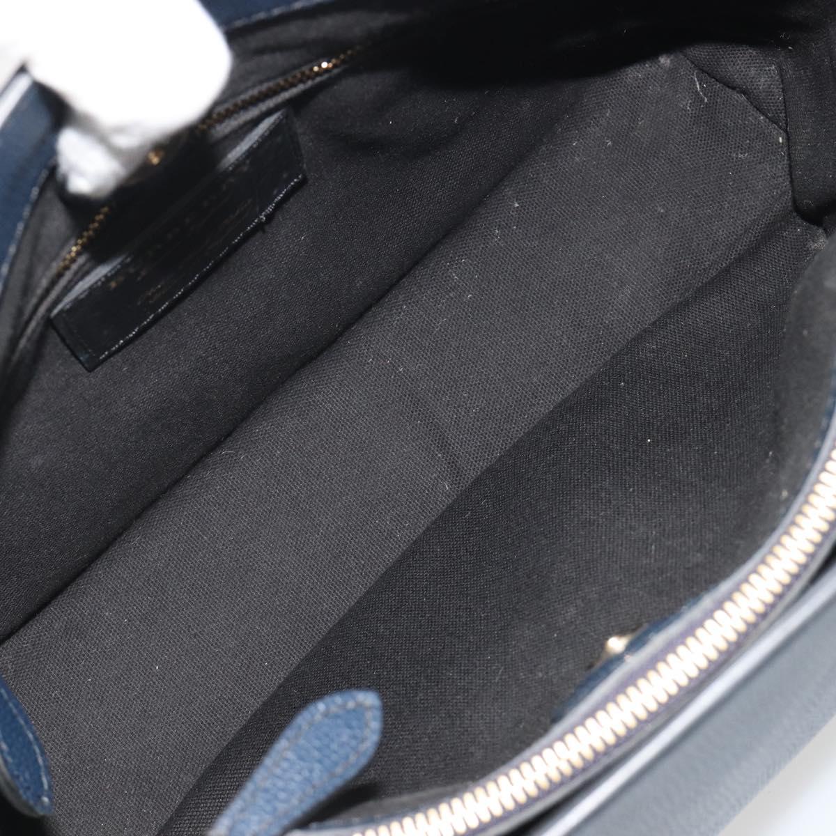 BURBERRY Hand Bag Leather Navy Beige Auth 192751A
