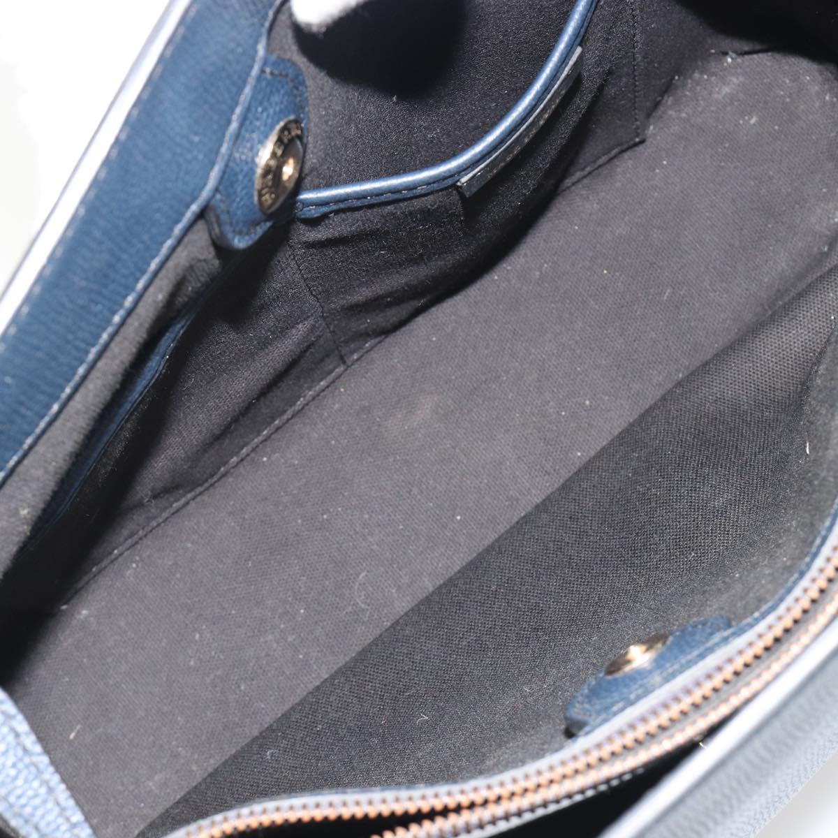 BURBERRY Hand Bag Leather Navy Beige Auth 192751A