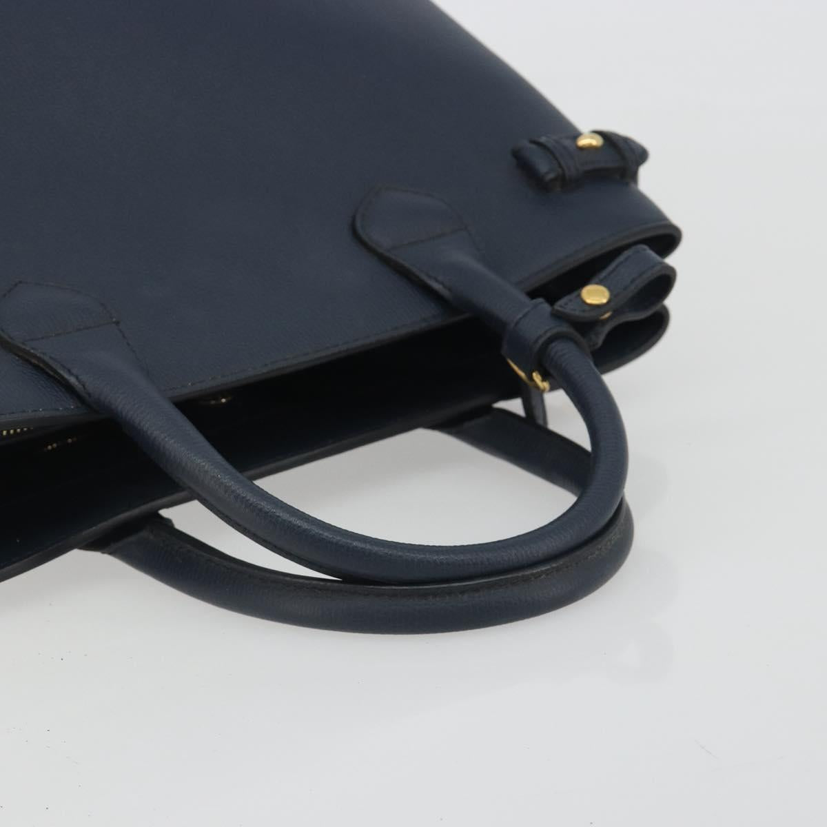 BURBERRY Hand Bag Leather Navy Beige Auth 192751A