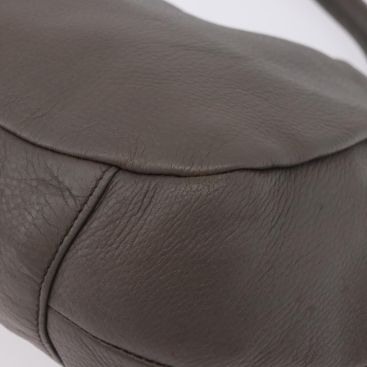 PRADA Shoulder Bag Leather Gray Silver Auth 192752A