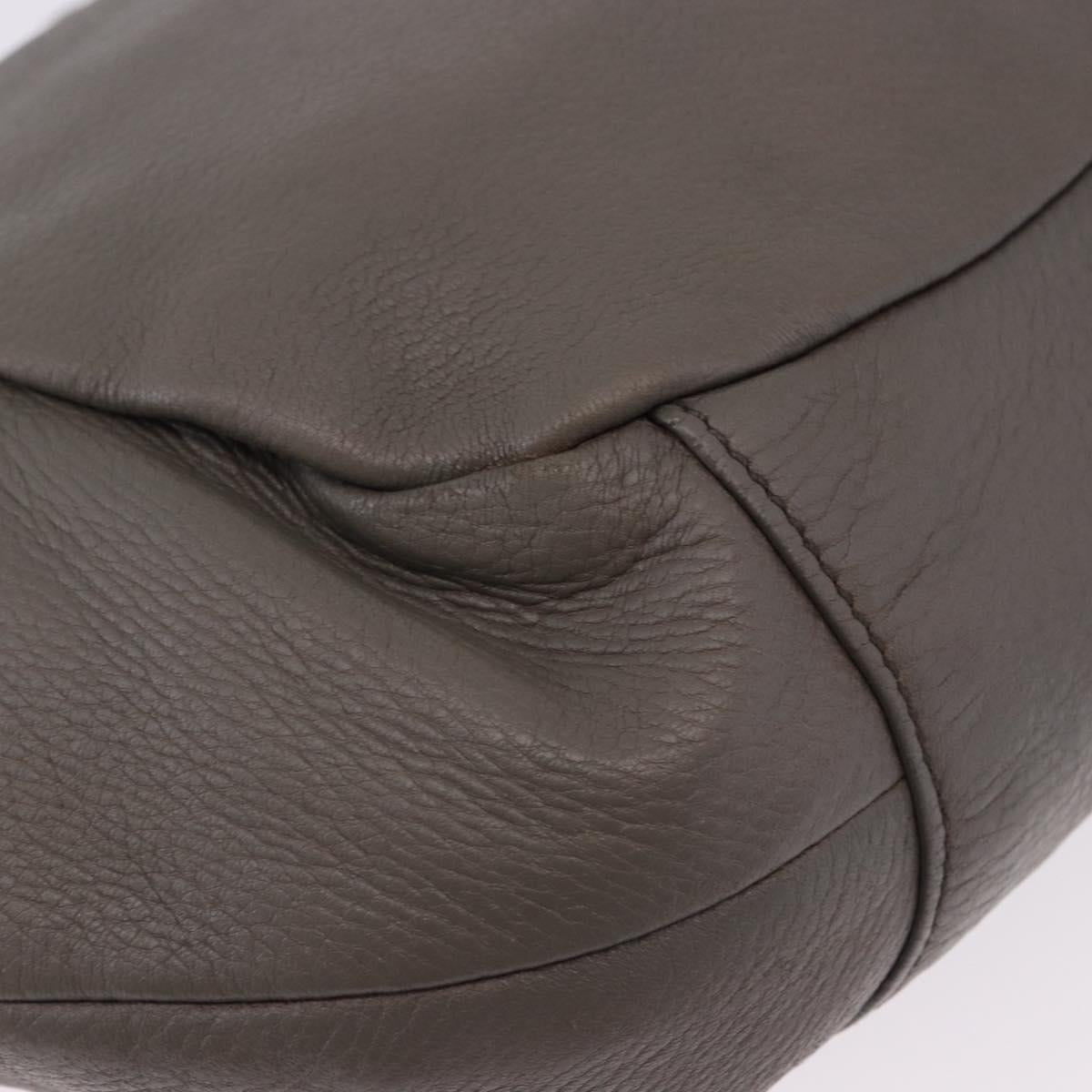 PRADA Shoulder Bag Leather Gray Silver Auth 192752A