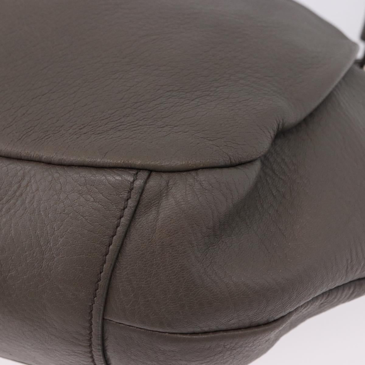 PRADA Shoulder Bag Leather Gray Silver Auth 192752A