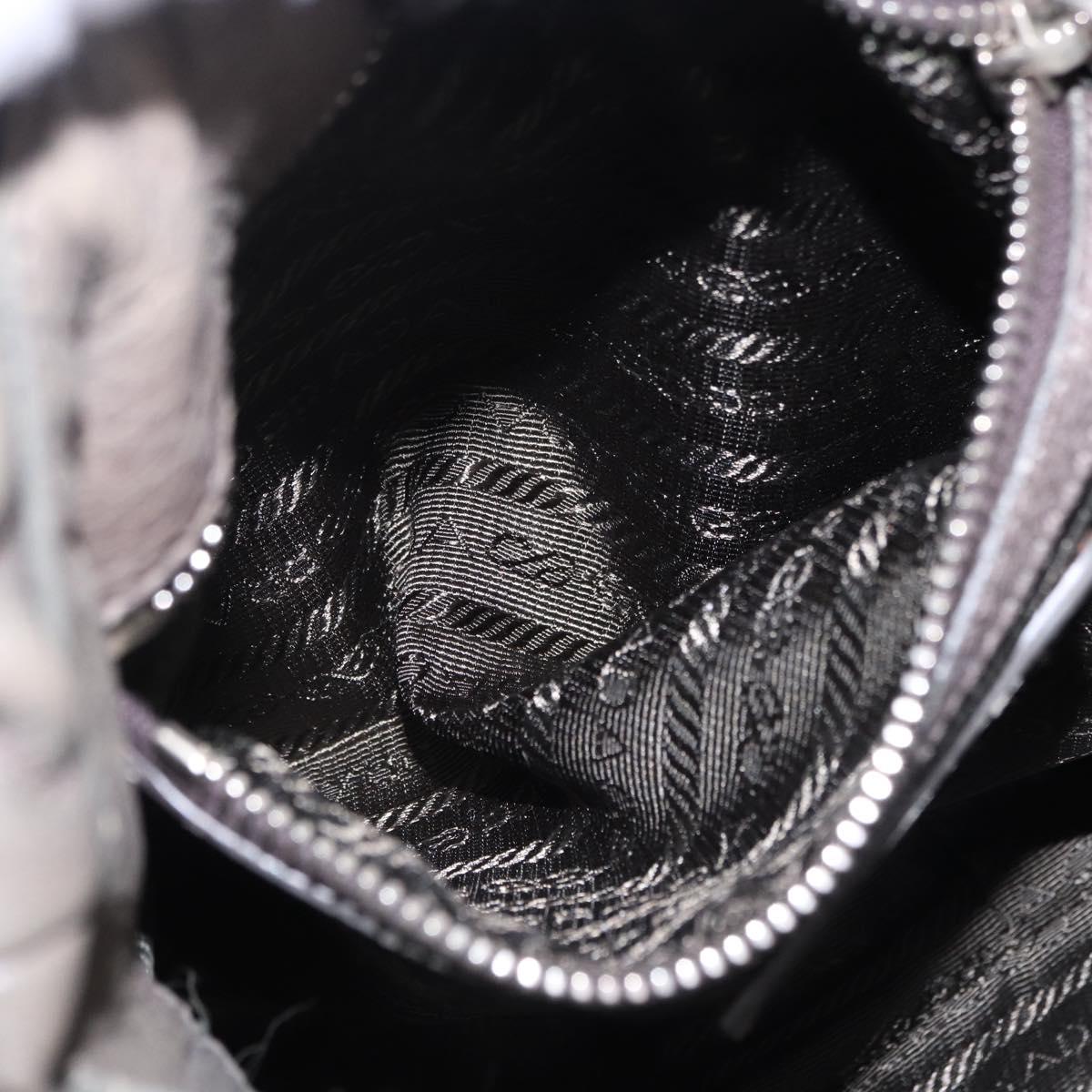 PRADA Shoulder Bag Leather Gray Silver Auth 192752A