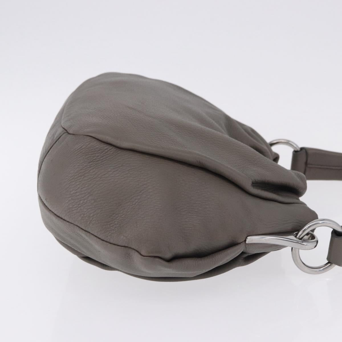 PRADA Shoulder Bag Leather Gray Silver Auth 192752A