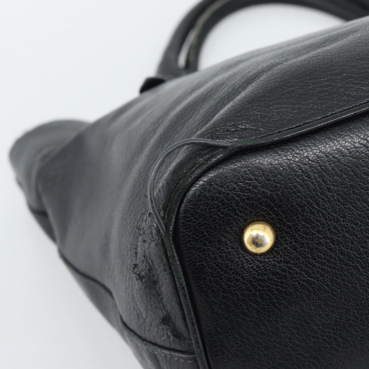 Miu Miu Hand Bag Leather Black Gold Tone Auth 192754