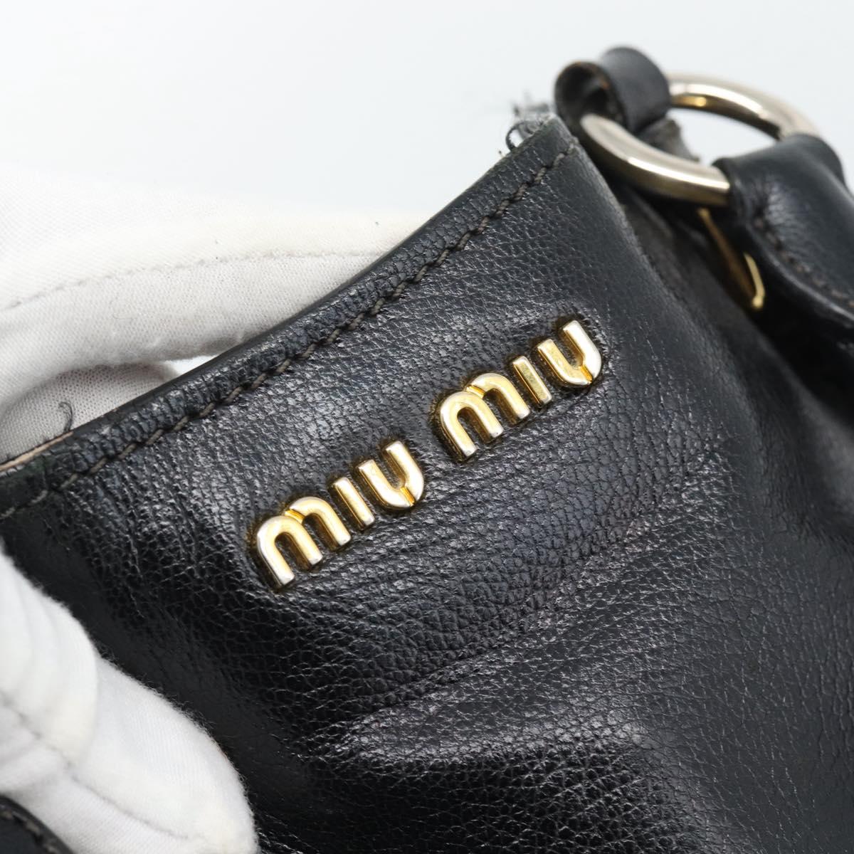 Miu Miu Hand Bag Leather Black Gold Tone Auth 192754
