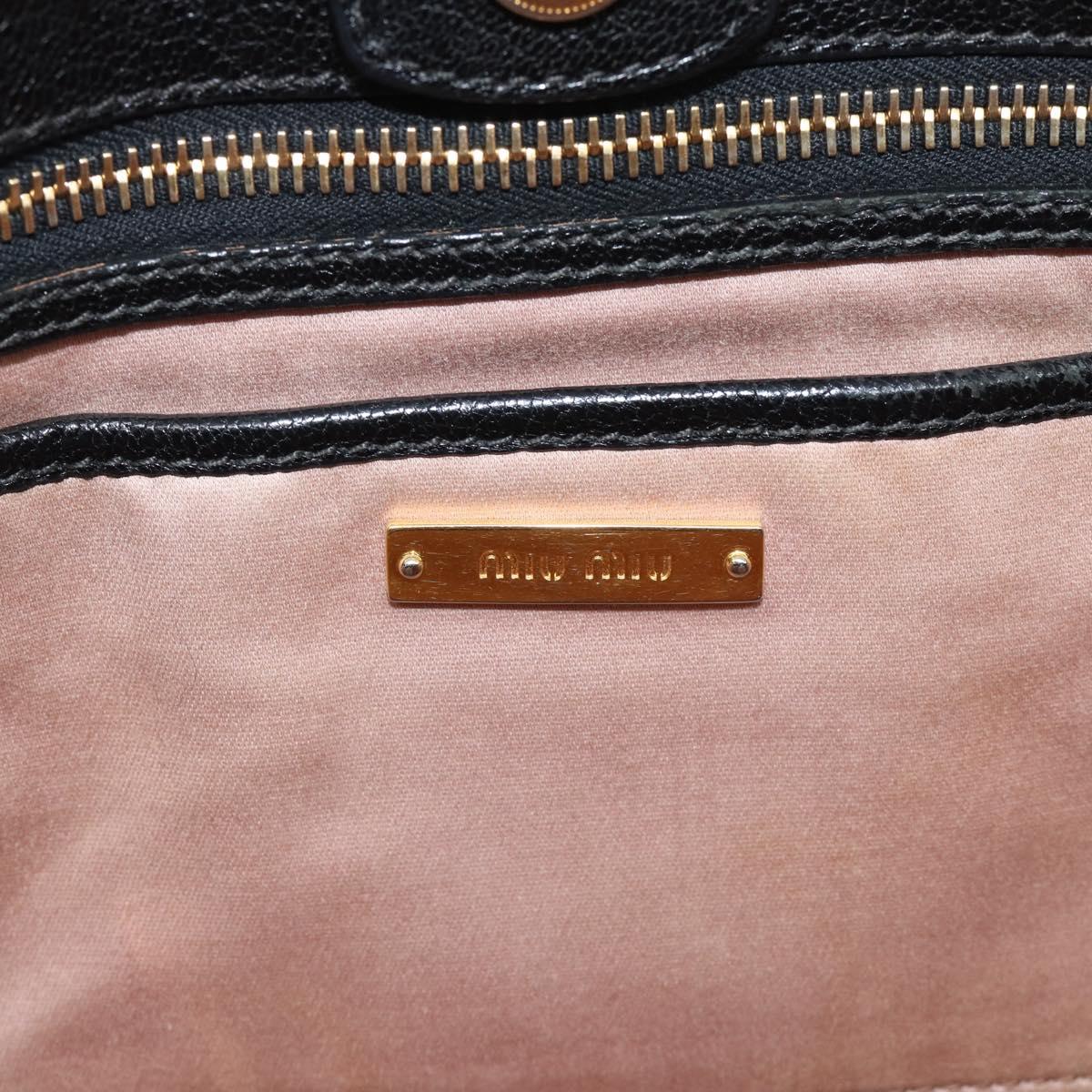 Miu Miu Hand Bag Leather Black Gold Tone Auth 192754