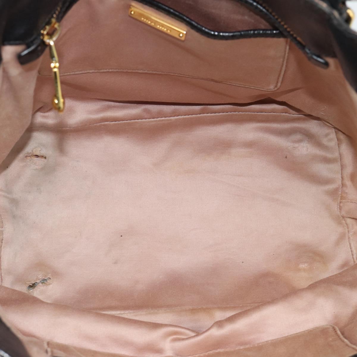 Miu Miu Hand Bag Leather Black Gold Tone Auth 192754