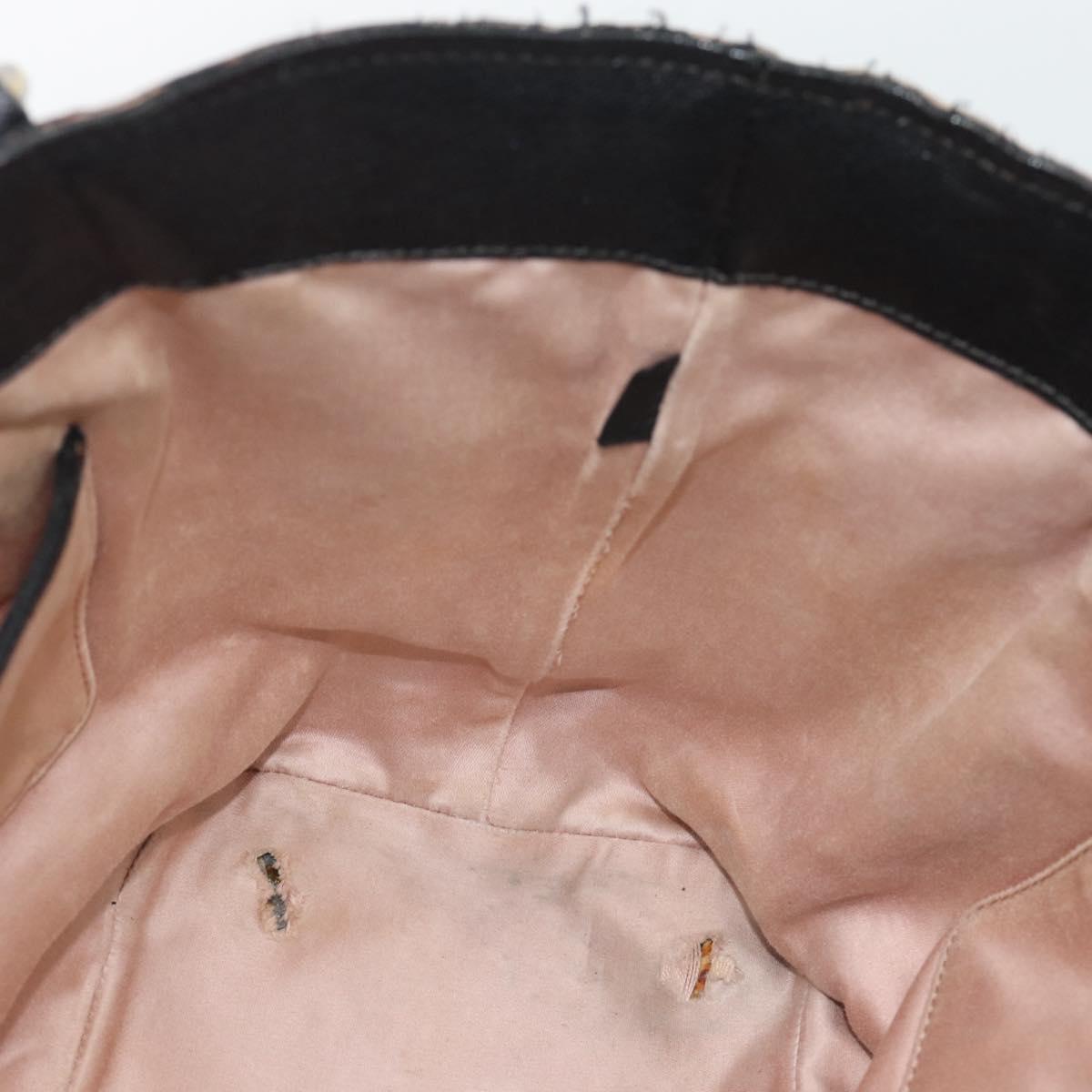 Miu Miu Hand Bag Leather Black Gold Tone Auth 192754