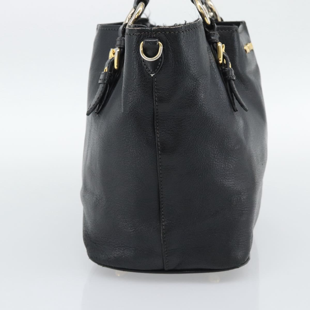 Miu Miu Hand Bag Leather Black Gold Tone Auth 192754