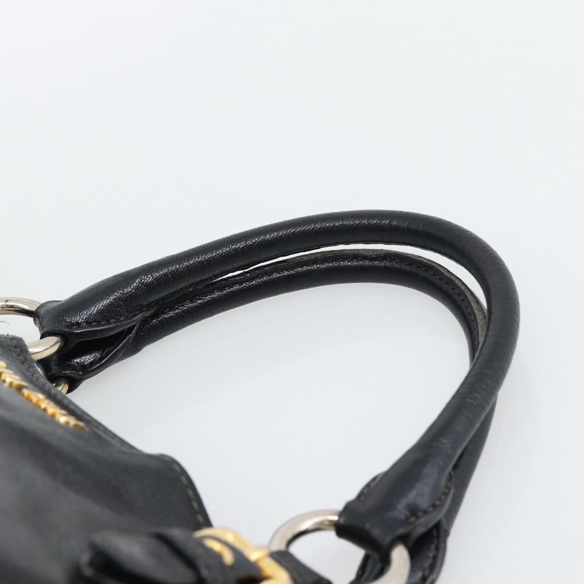 Miu Miu Hand Bag Leather Black Gold Tone Auth 192754