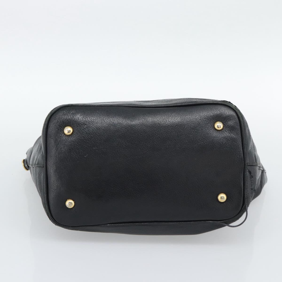 Miu Miu Hand Bag Leather Black Gold Tone Auth 192754