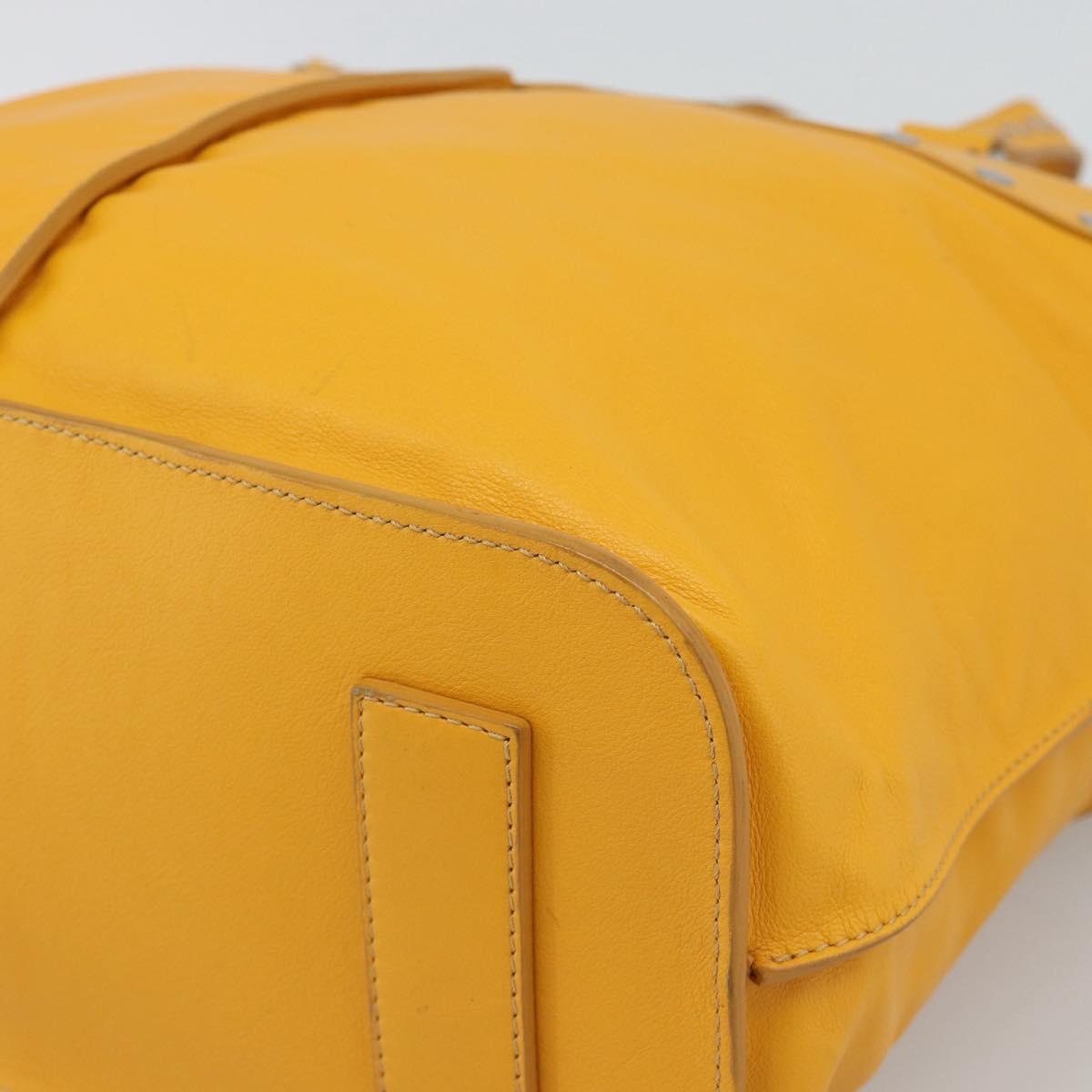 CELINE Hand Bag Leather Yellow Silver Auth 192757A