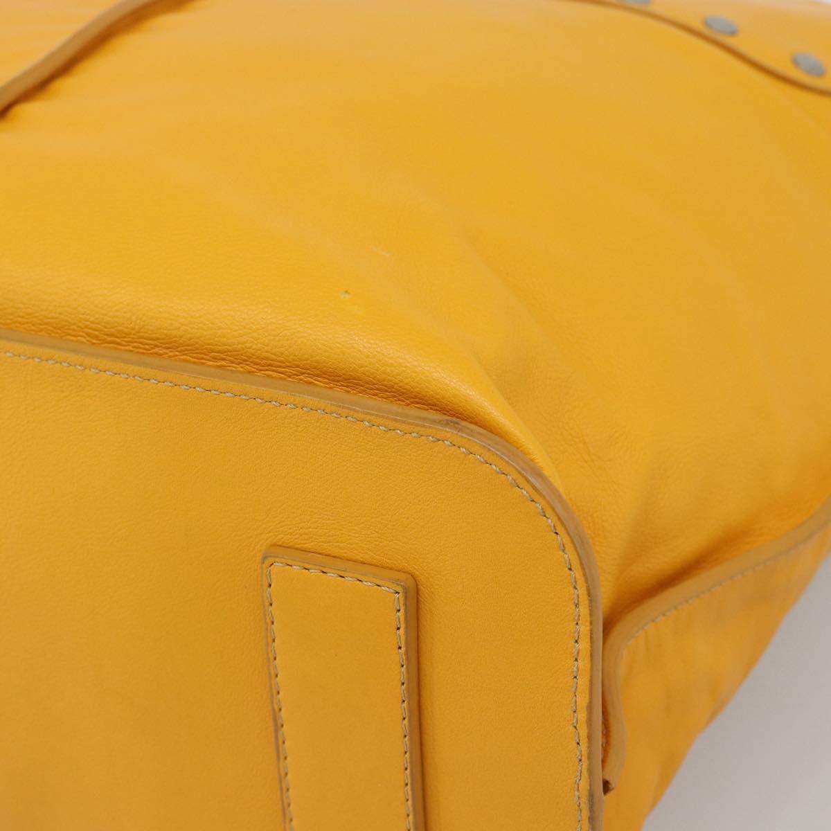 CELINE Hand Bag Leather Yellow Silver Auth 192757A