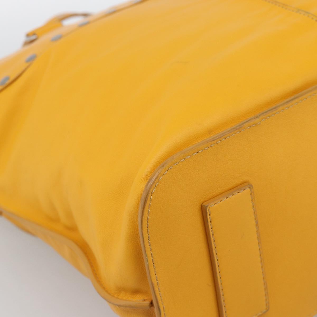 CELINE Hand Bag Leather Yellow Silver Auth 192757A