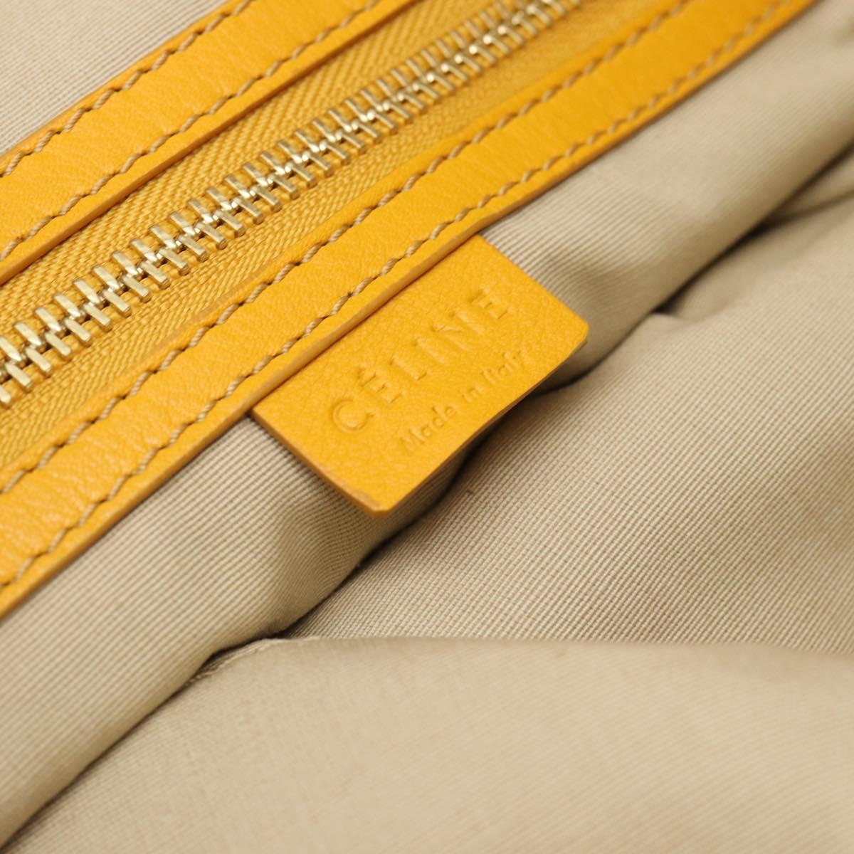 CELINE Hand Bag Leather Yellow Silver Auth 192757A