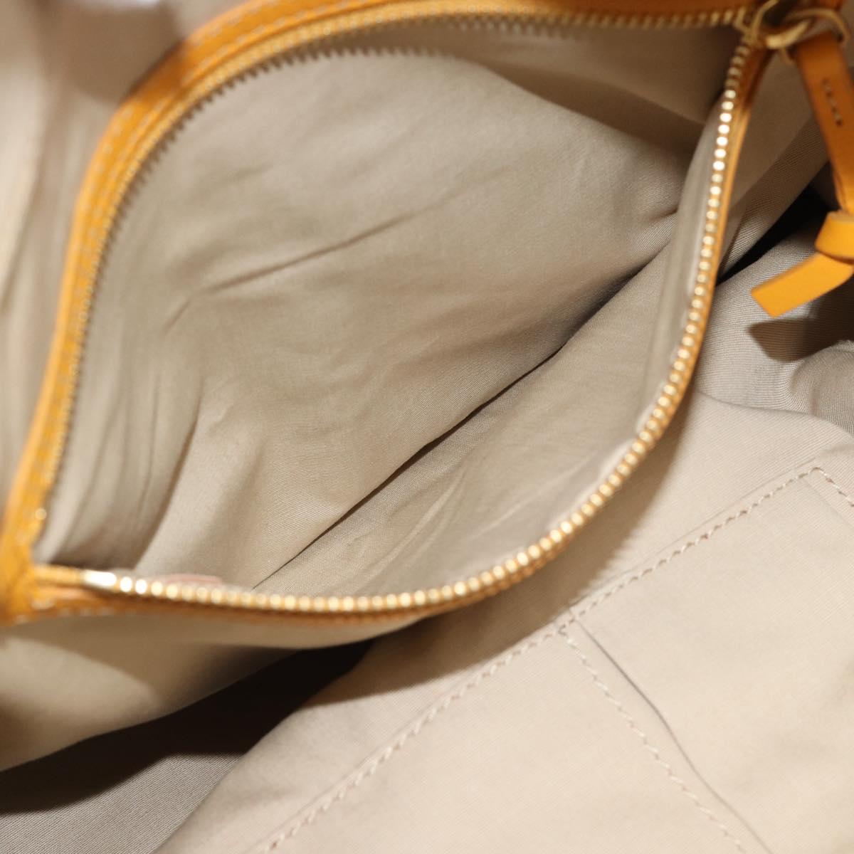 CELINE Hand Bag Leather Yellow Silver Auth 192757A