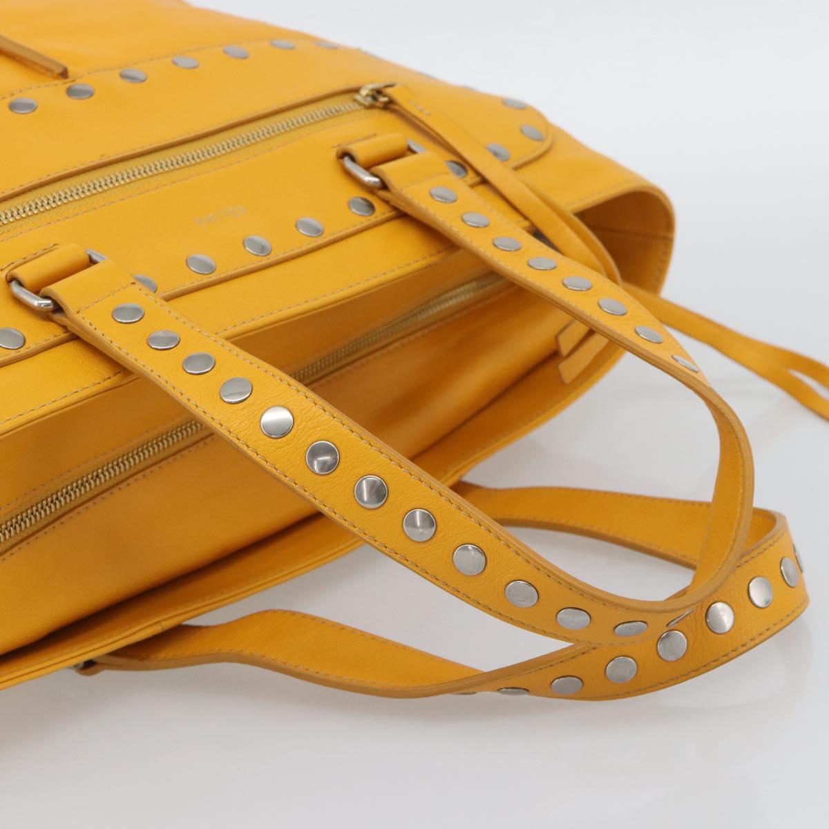 CELINE Hand Bag Leather Yellow Silver Auth 192757A