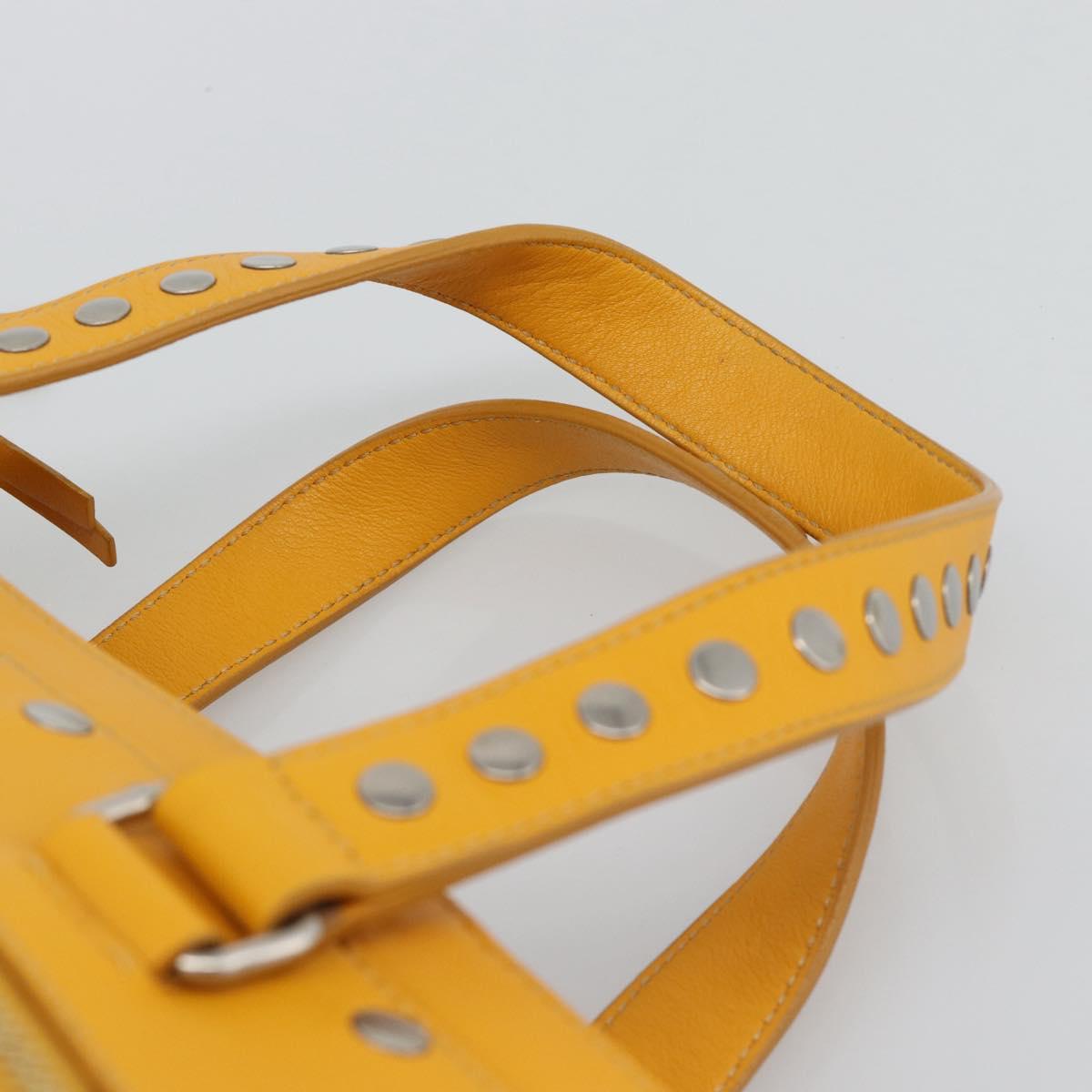 CELINE Hand Bag Leather Yellow Silver Auth 192757A
