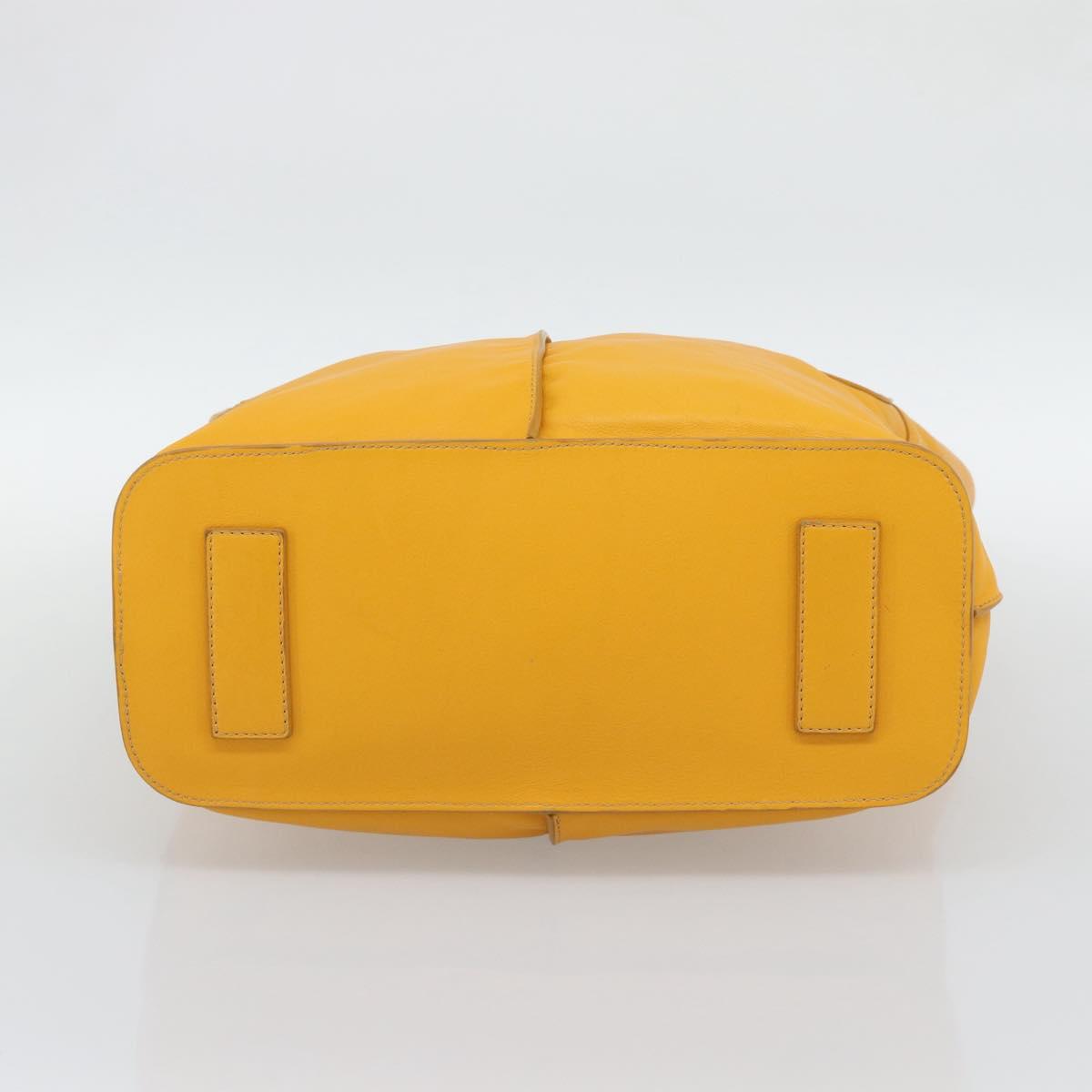 CELINE Hand Bag Leather Yellow Silver Auth 192757A