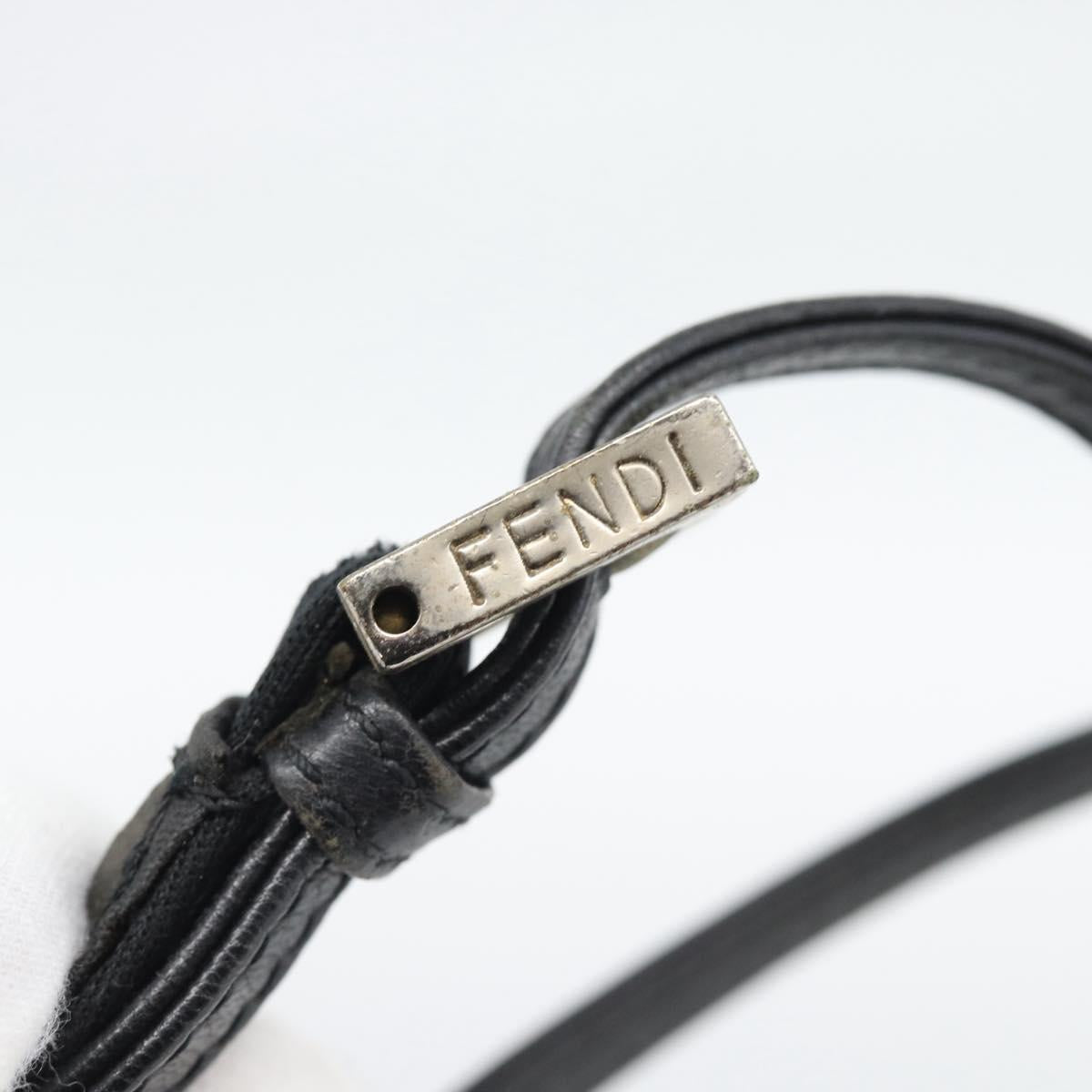 FENDI Mamma Baguette Hand Bag Cotton Black Silver Auth 192758A