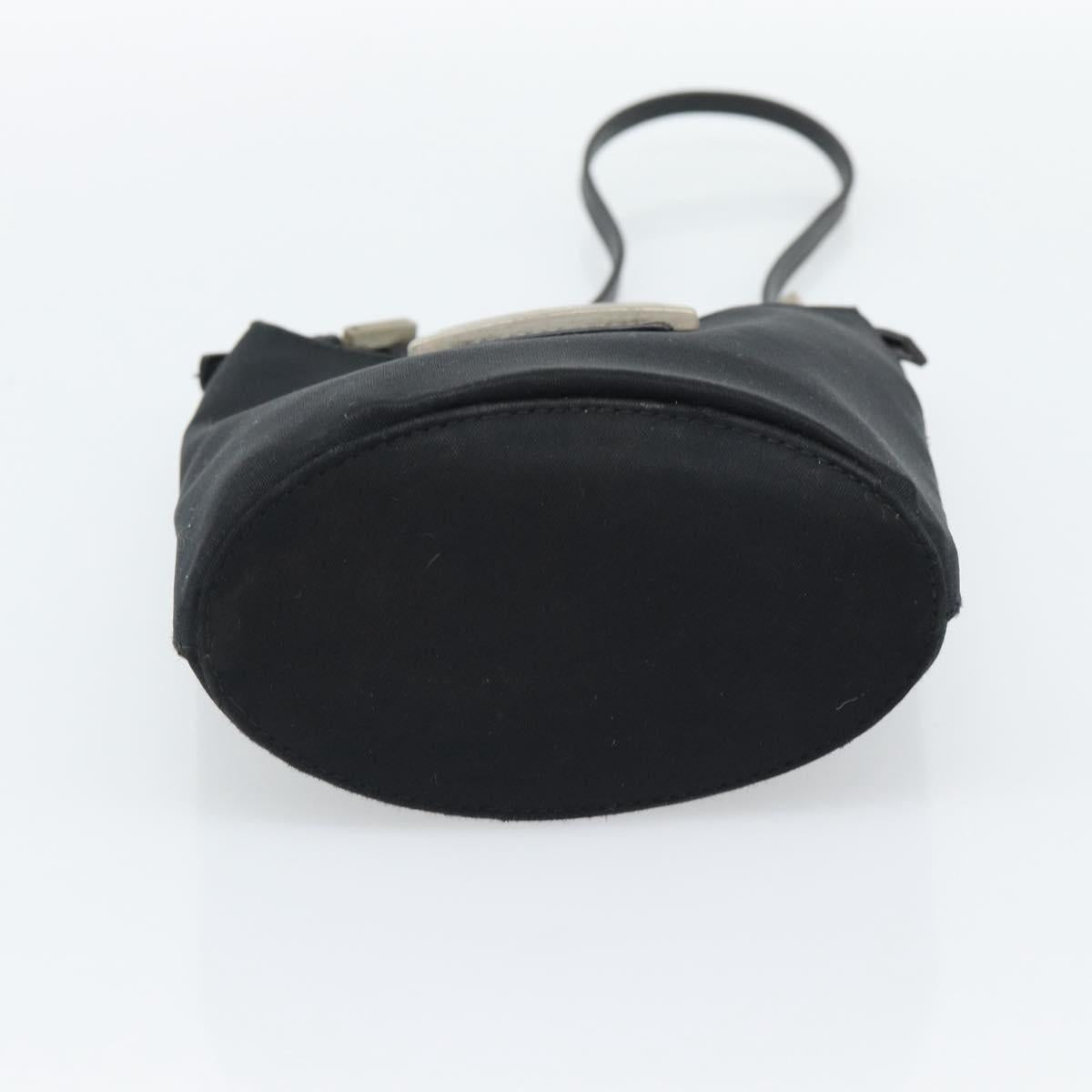 FENDI Mamma Baguette Hand Bag Cotton Black Silver Auth 192758A