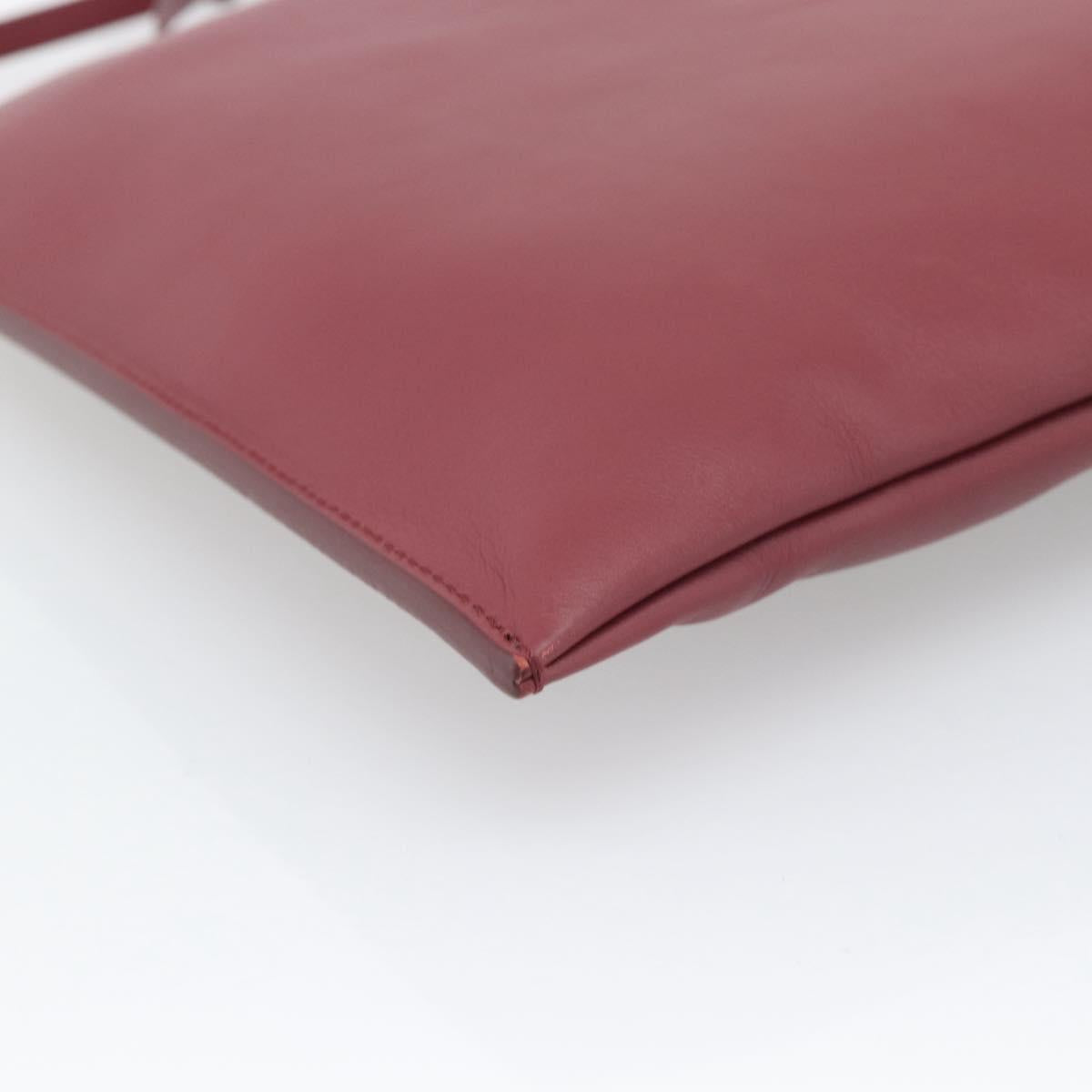 CELINE Shoulder Bag Leather Bordeaux Silver Auth 192759A