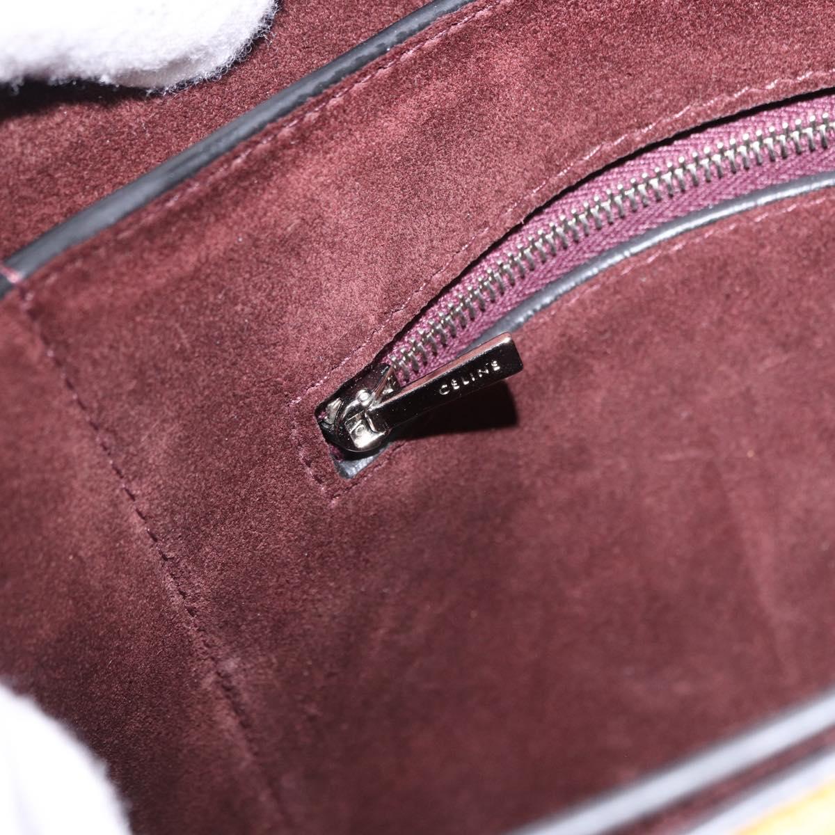 CELINE Shoulder Bag Leather Bordeaux Silver Auth 192760A