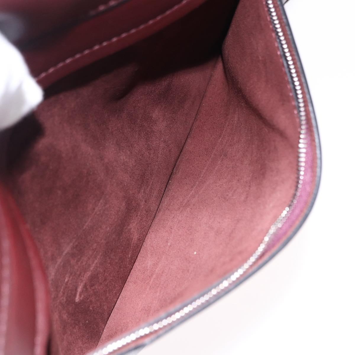 CELINE Shoulder Bag Leather Bordeaux Silver Auth 192760A