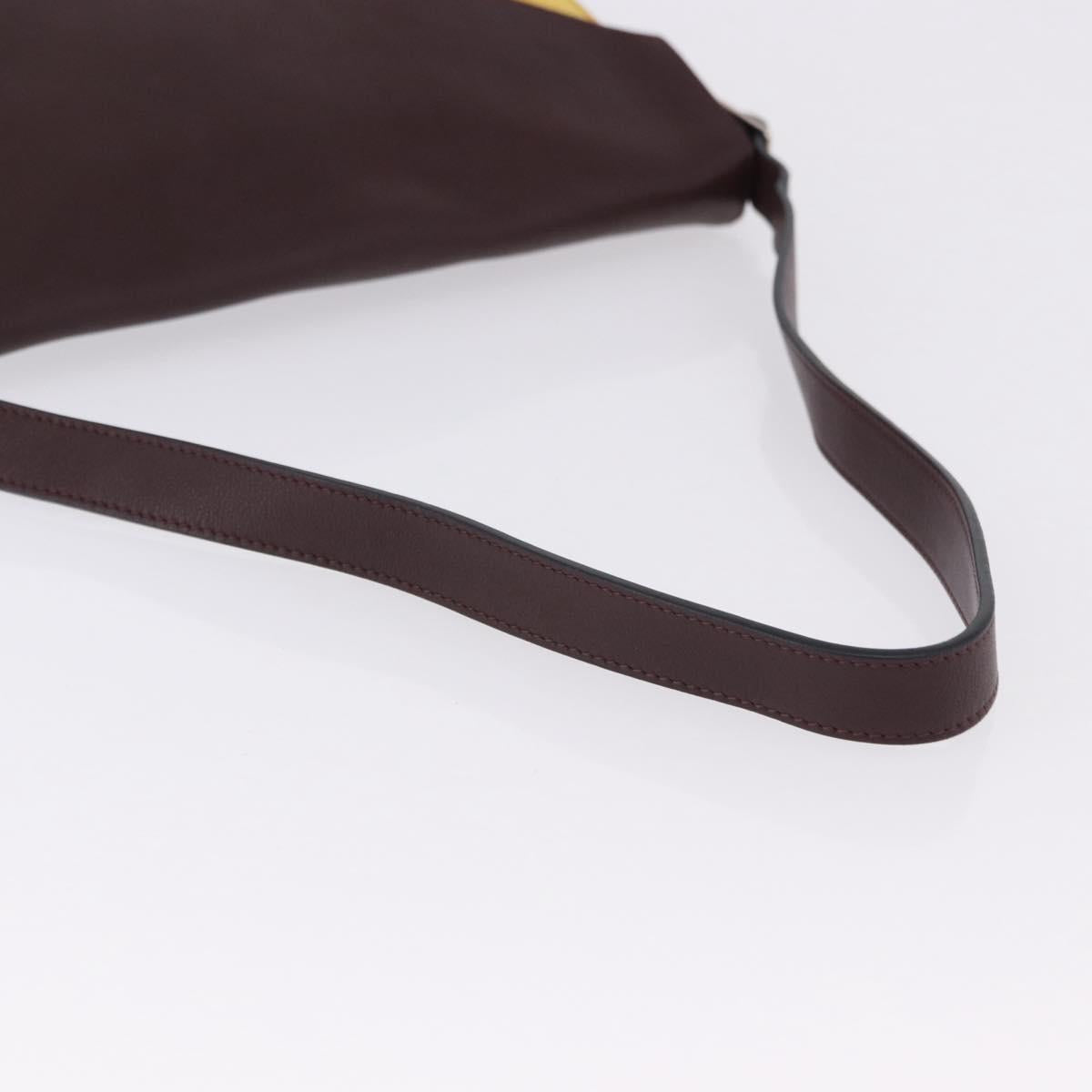 CELINE Shoulder Bag Leather Bordeaux Silver Auth 192760A