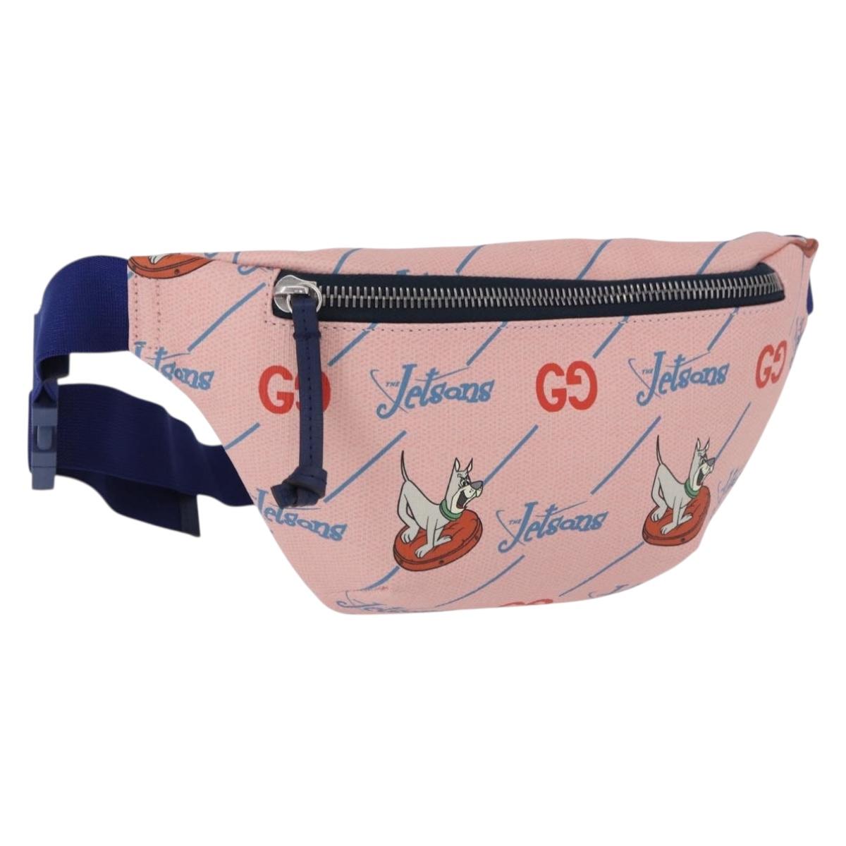 GUCCI Jetsons Collaboration Body Bag Canvas Pink Silver 502095 Auth 192761M