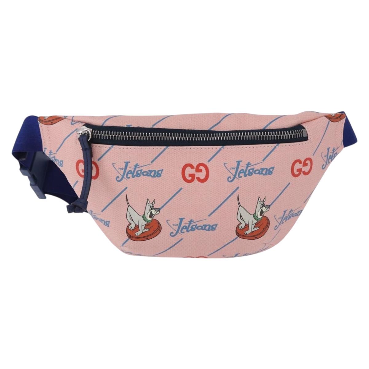 GUCCI Jetsons Collaboration Body Bag Canvas Pink Silver 502095 Auth 192761M
