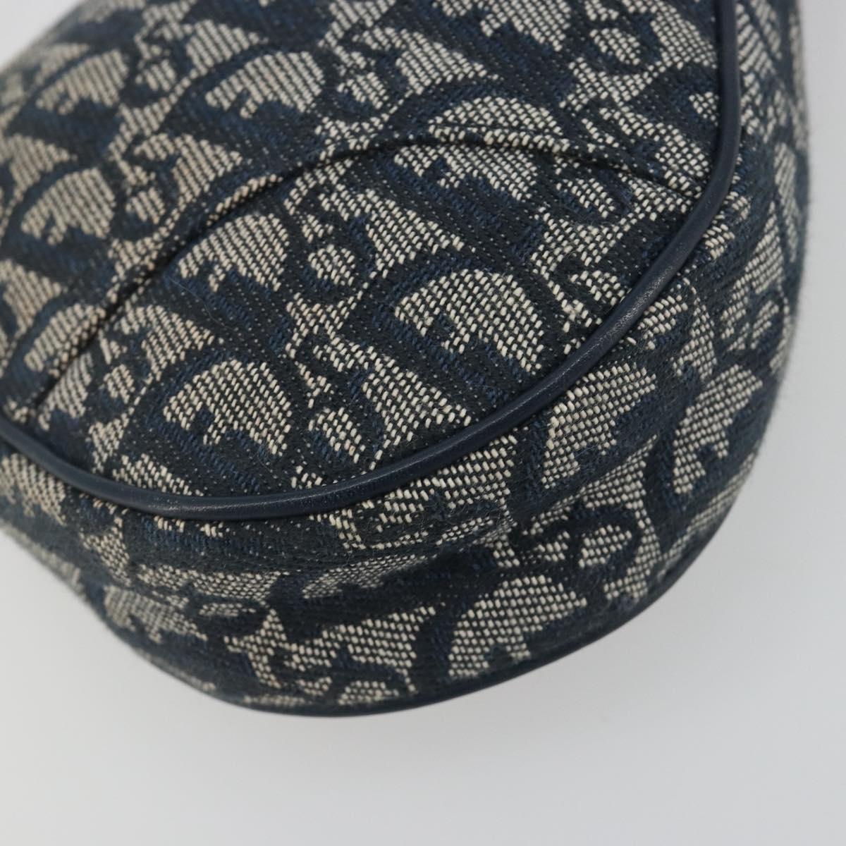 Christian Dior Trotter Canvas Saddle Pouch Navy Gold Auth 192762V