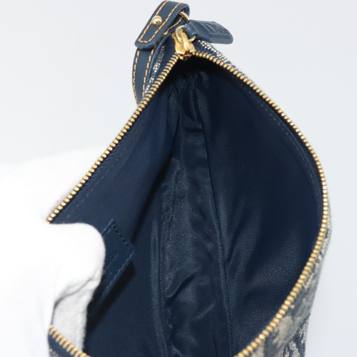 Christian Dior Trotter Canvas Saddle Pouch Navy Gold Auth 192762V
