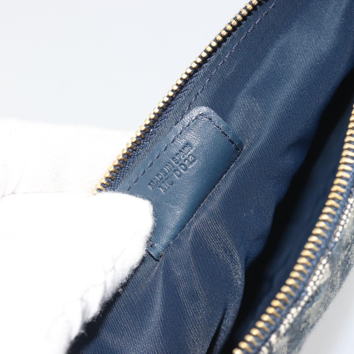 Christian Dior Trotter Canvas Saddle Pouch Navy Gold Auth 192762V