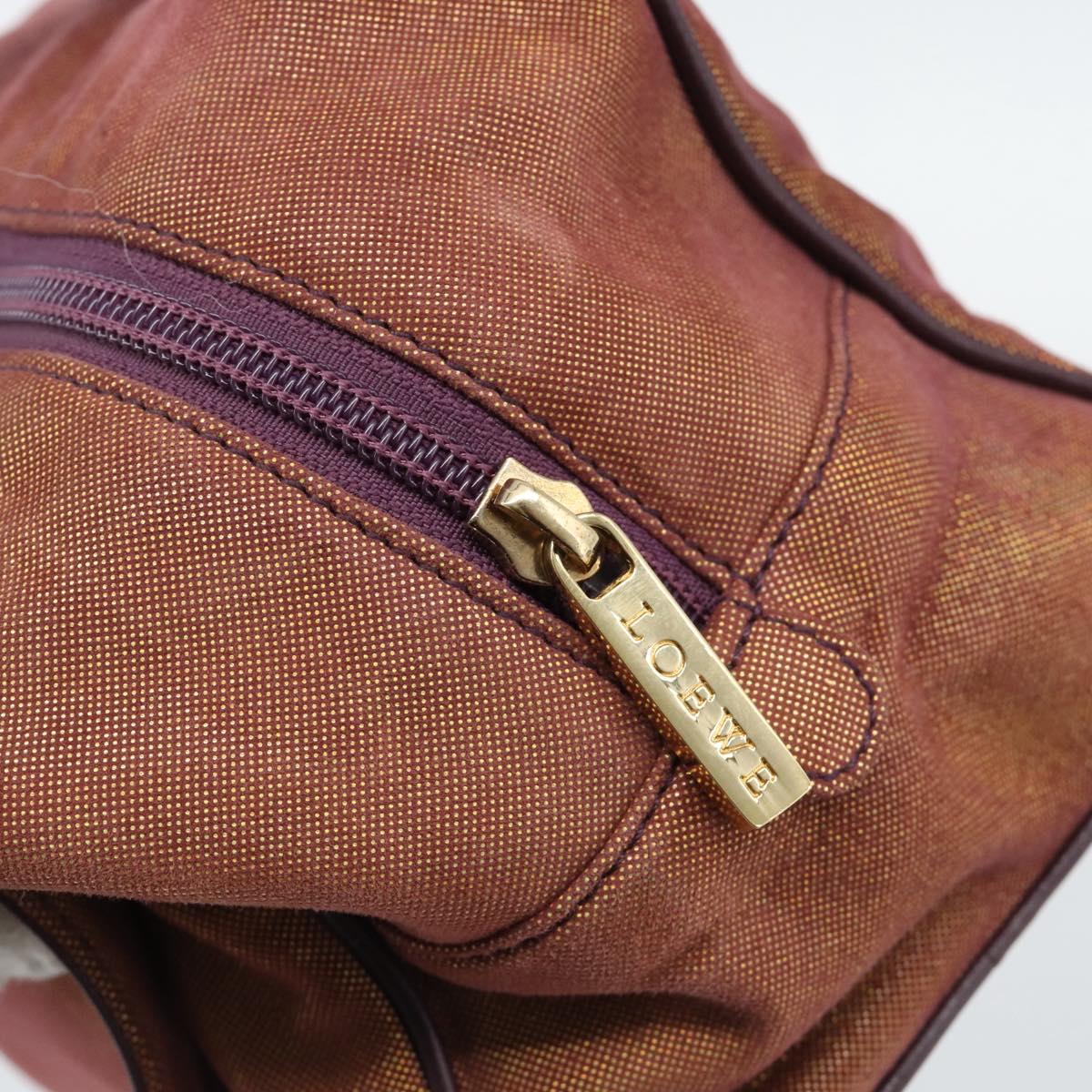 LOEWE Hand Bag Canvas Purple Gold Tone Auth 192763A