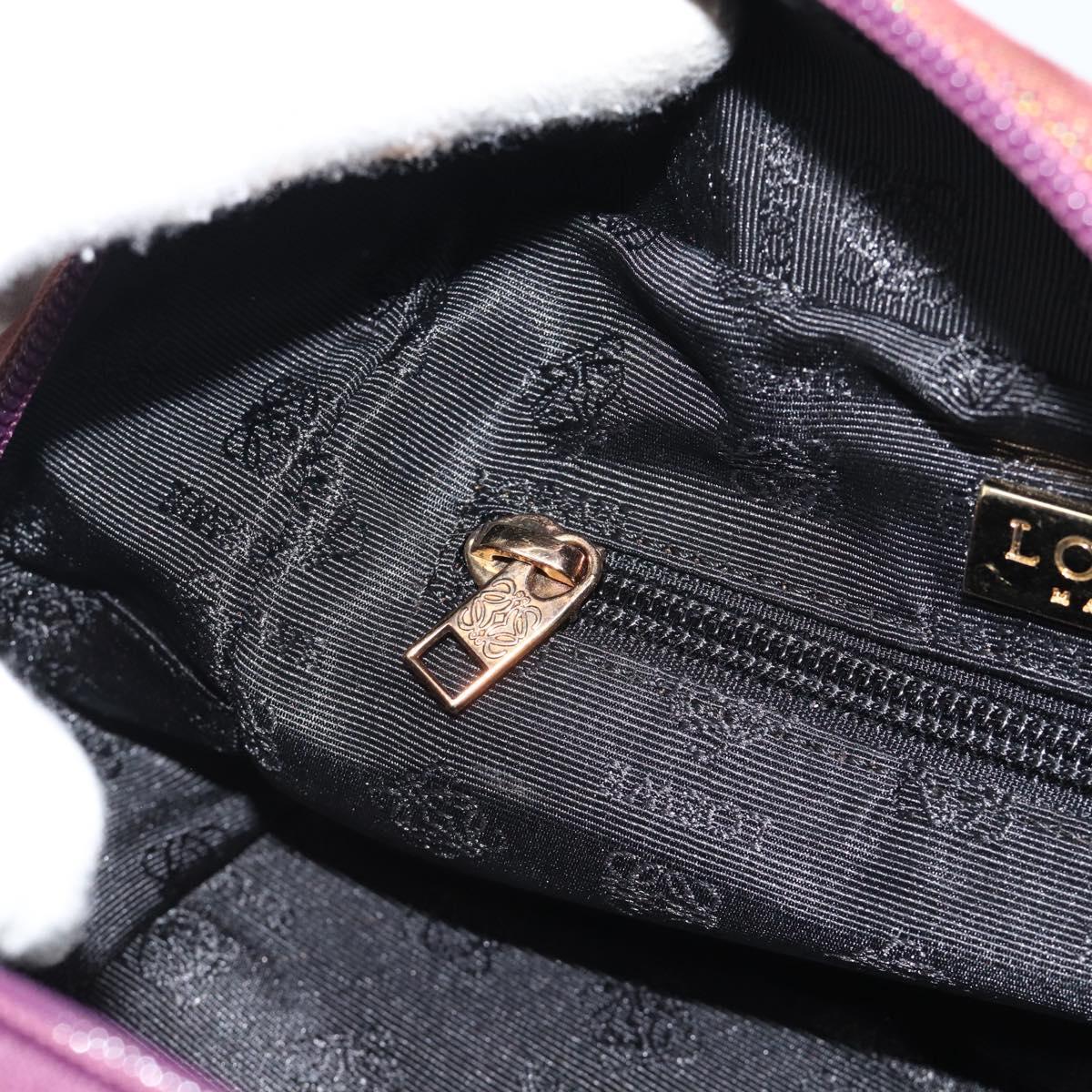 LOEWE Hand Bag Canvas Purple Gold Tone Auth 192763A