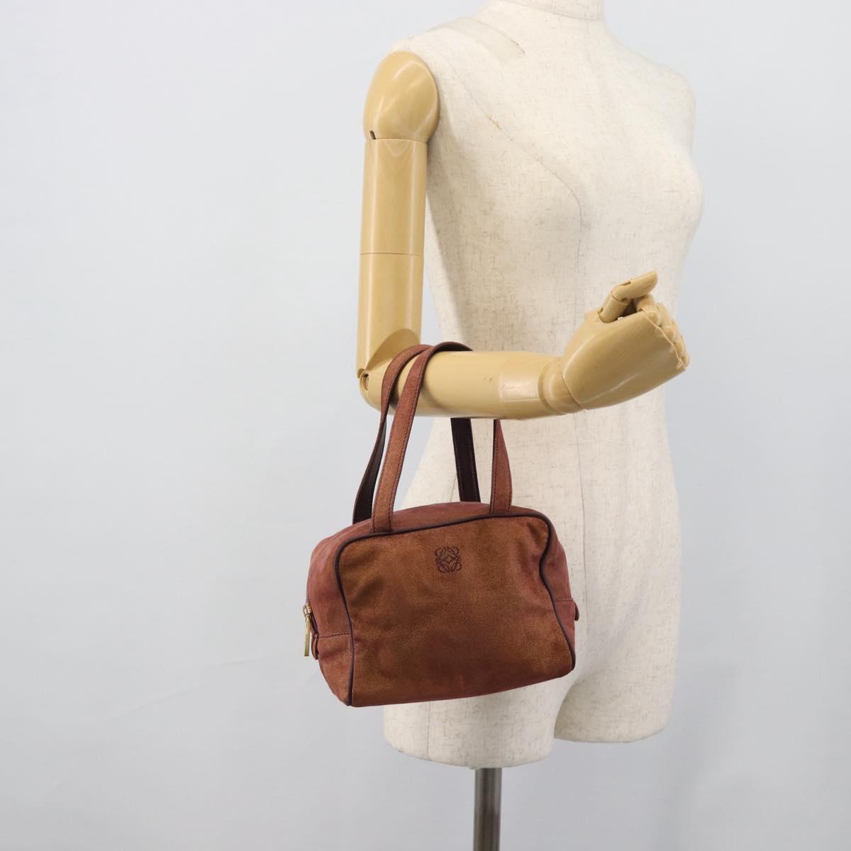 LOEWE Hand Bag Canvas Purple Gold Tone Auth 192763A
