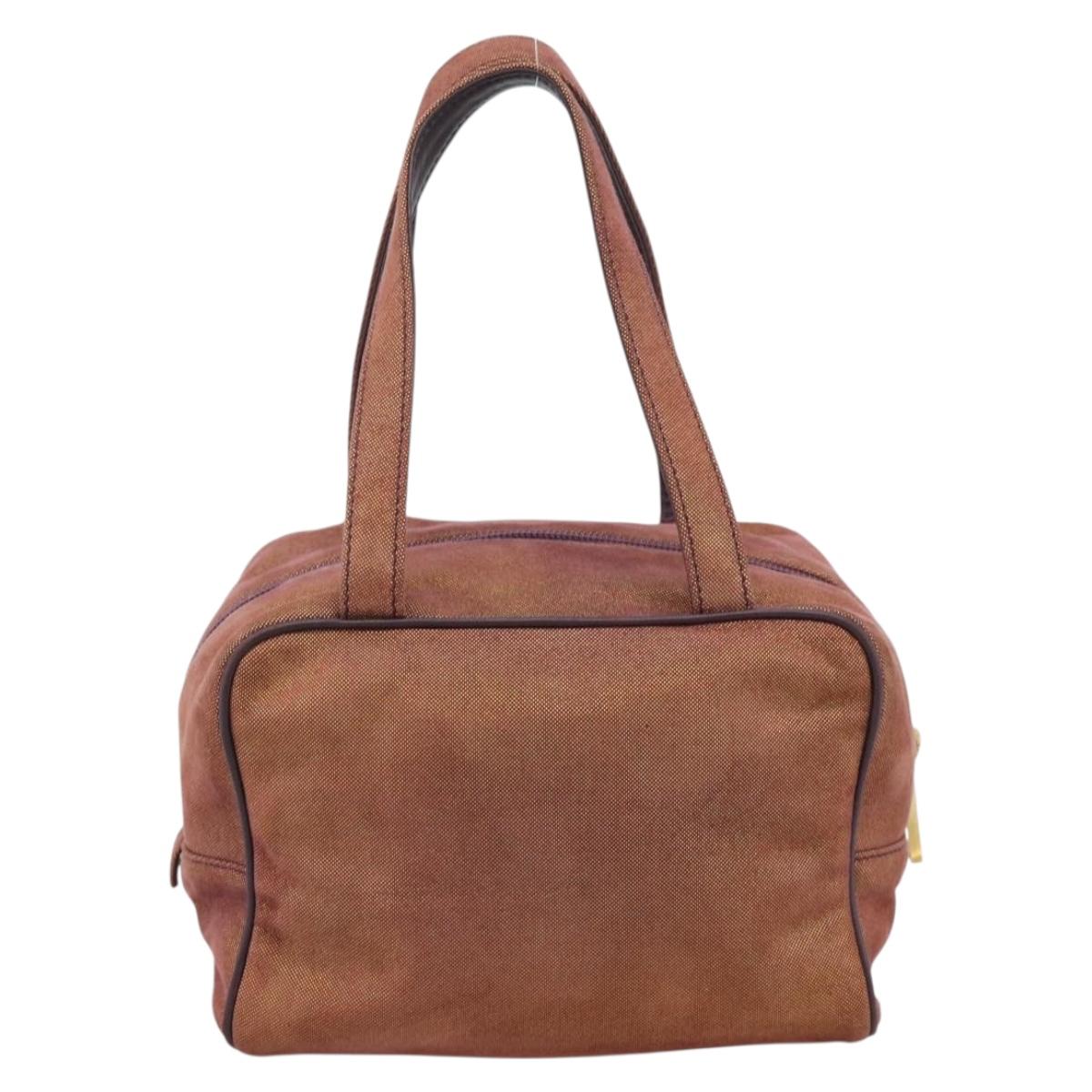 LOEWE Hand Bag Canvas Purple Gold Tone Auth 192763A