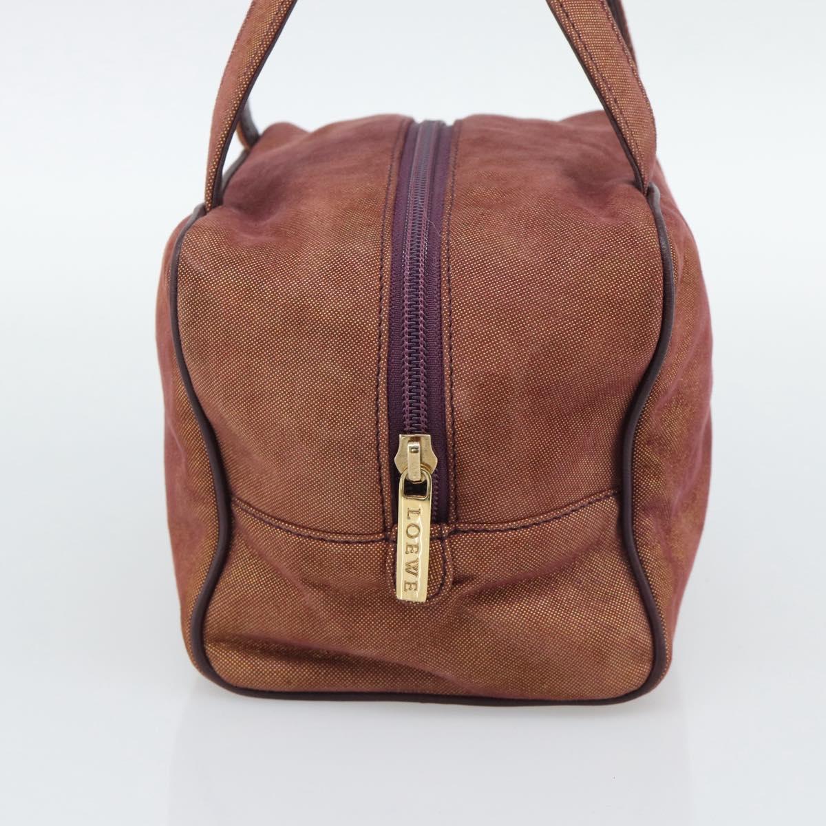 LOEWE Hand Bag Canvas Purple Gold Tone Auth 192763A