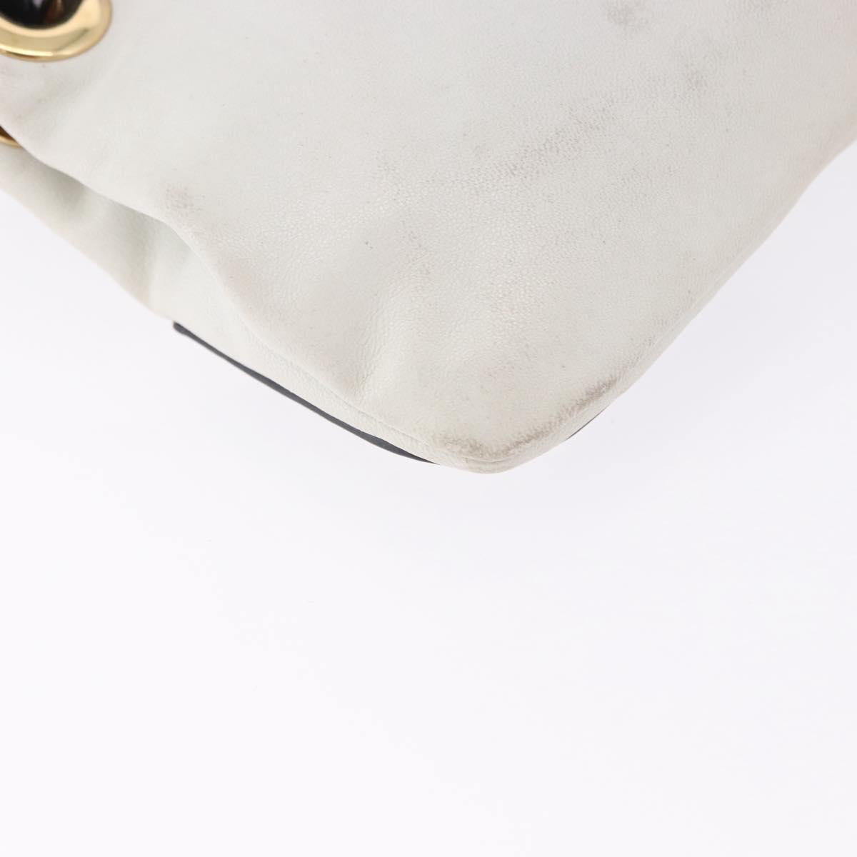 BALENCIAGA Clutch Bag Leather White Gold Tone 411542 Auth 192764