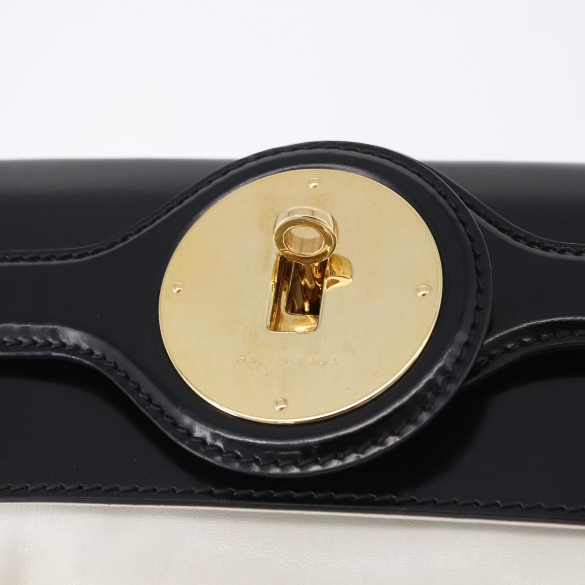 BALENCIAGA Clutch Bag Leather White Gold Tone 411542 Auth 192764