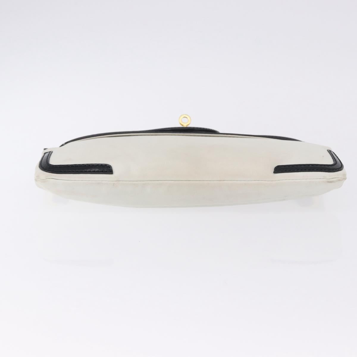 BALENCIAGA Clutch Bag Leather White Gold Tone 411542 Auth 192764