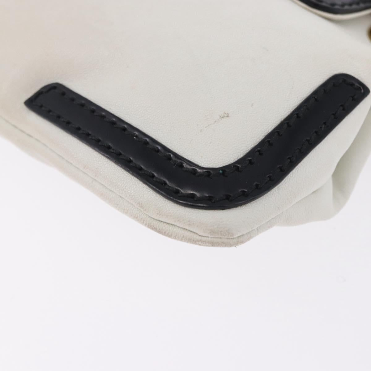 BALENCIAGA Clutch Bag Leather White Gold Tone 411542 Auth 192764