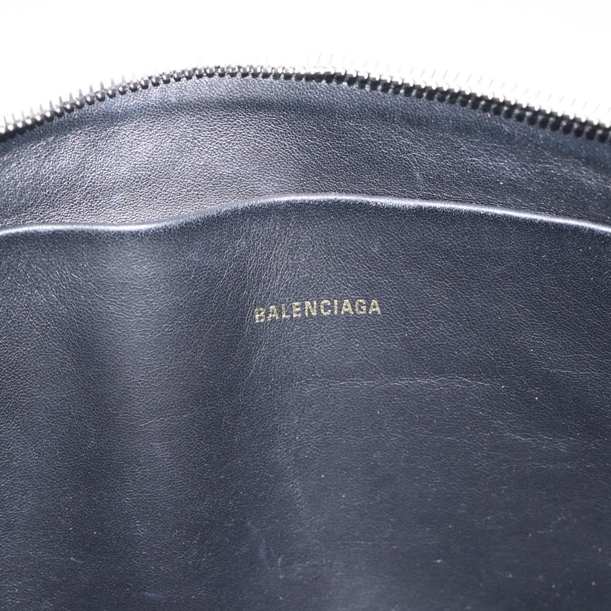 BALENCIAGA Clutch Bag Leather White Silver 529313 Auth 192768