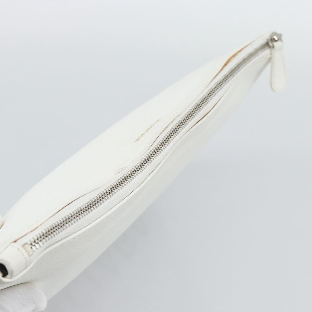BALENCIAGA Clutch Bag Leather White Silver 529313 Auth 192768