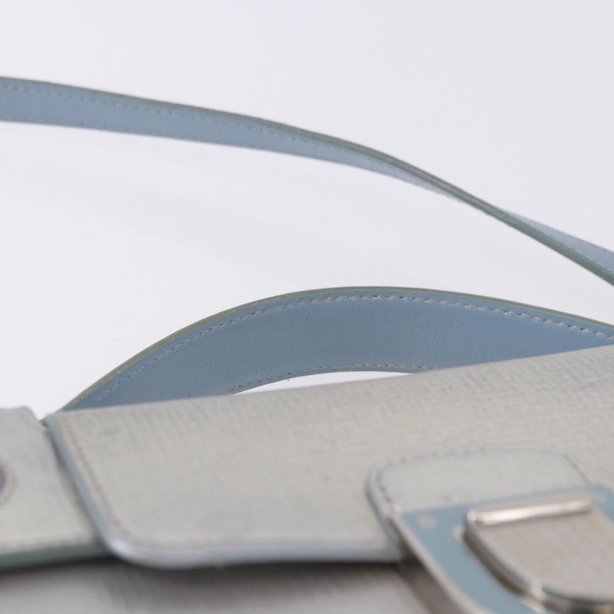 Christian Dior Hand Bag Leather 2way Silver Blue Auth 192769